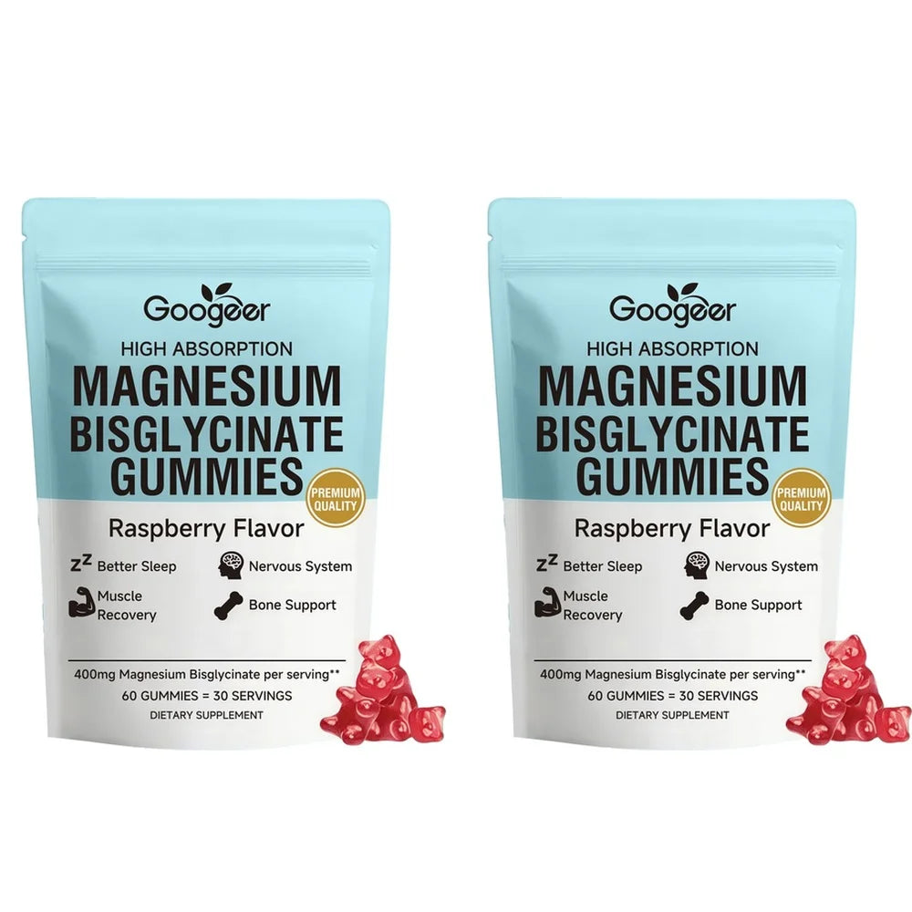 Googeer Magnesium Bisglycinate Gummies – Vitamin D3 & Zinc 60ct Mineral Supplement Gummies Qst 120 Count(Pack of 2)
