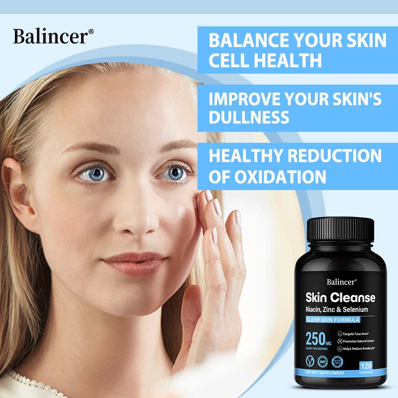 Skin Clearing Supplement – Niacin, Zinc & Selenium Capsules Skin Health Supplement Qst