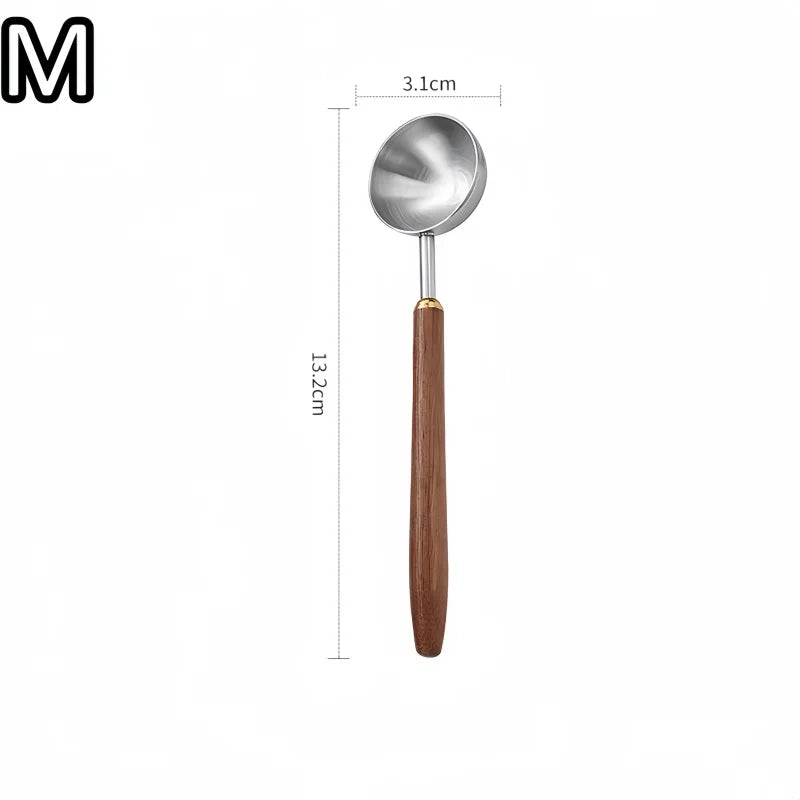 Walnut Coffee Spoon – Stainless Steel Long Handle Measuring Spoon Coffee Measuring Spoon Qme M