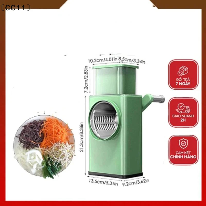 Multifunction Vegetable Cutter Hand Crank – Stainless Steel Blades Vegetable Cutter Qme