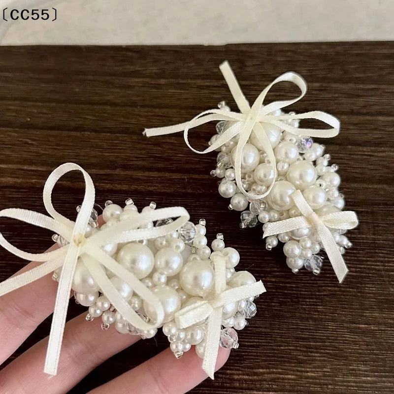 French Ballet Pearl Bow Hairpin – Elegant Bangs Side Clip Pearl Bow Hairpin Qst