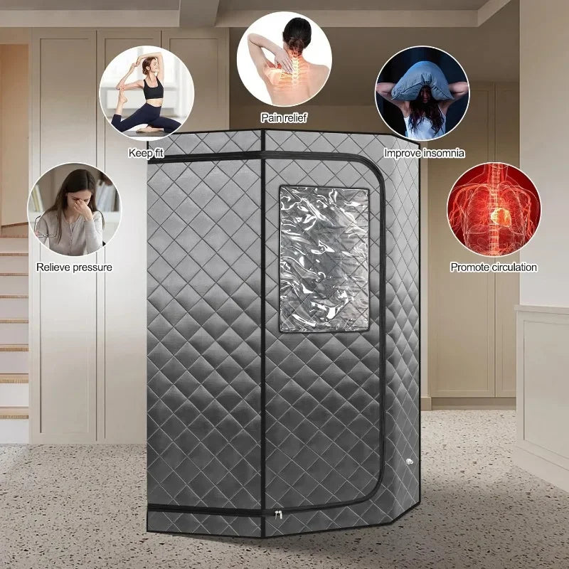 Portable Home Steam Sauna Tent – 1500W 4L Steamer & Folding Chair Steam Sauna Tent Qst