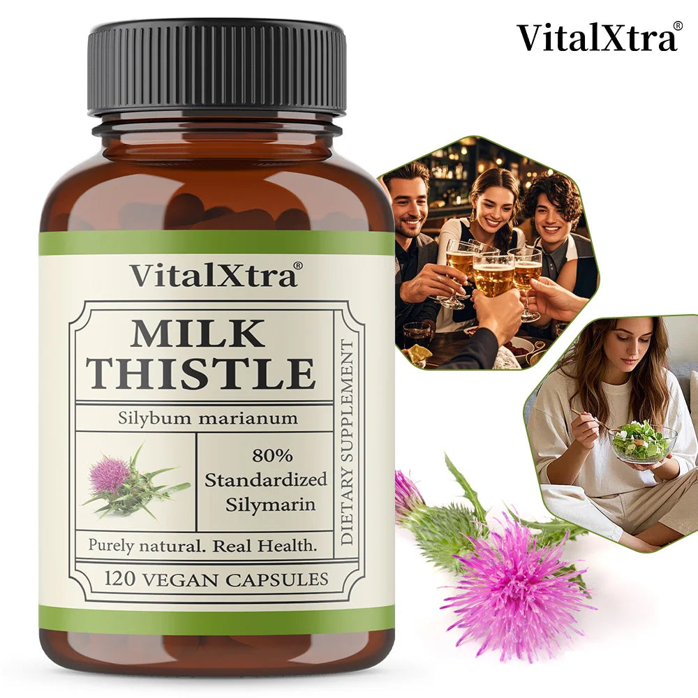 VITALXTRA Organic Milk Thistle Capsules – Liver & Detox Support Herbal Supplement Qst