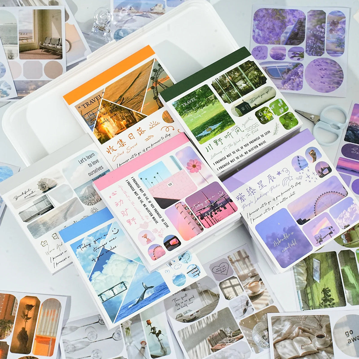 Korean Landscape Sticker Book – 40pc Scrapbooking Journal Stickers Decorative Sticker Book Qme