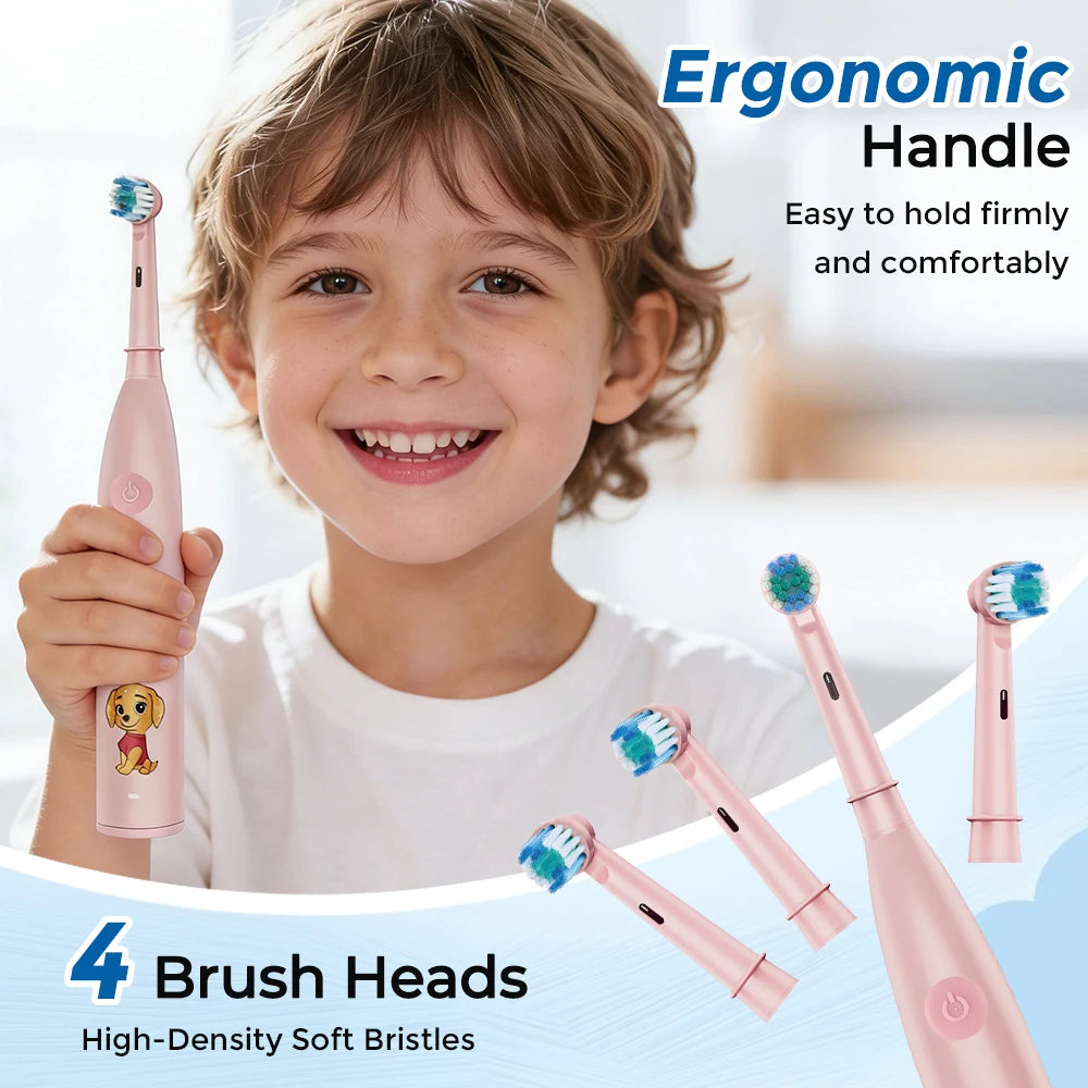 Ms.Dear Kids Electric Toothbrush 5 Modes Timer & 4 Heads Kids Electric Toothbrush Qst