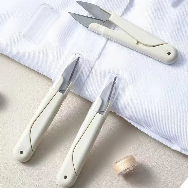 Small Stainless Steel Scissors with Lid for Sewing & Crafts Craft Scissors Qme