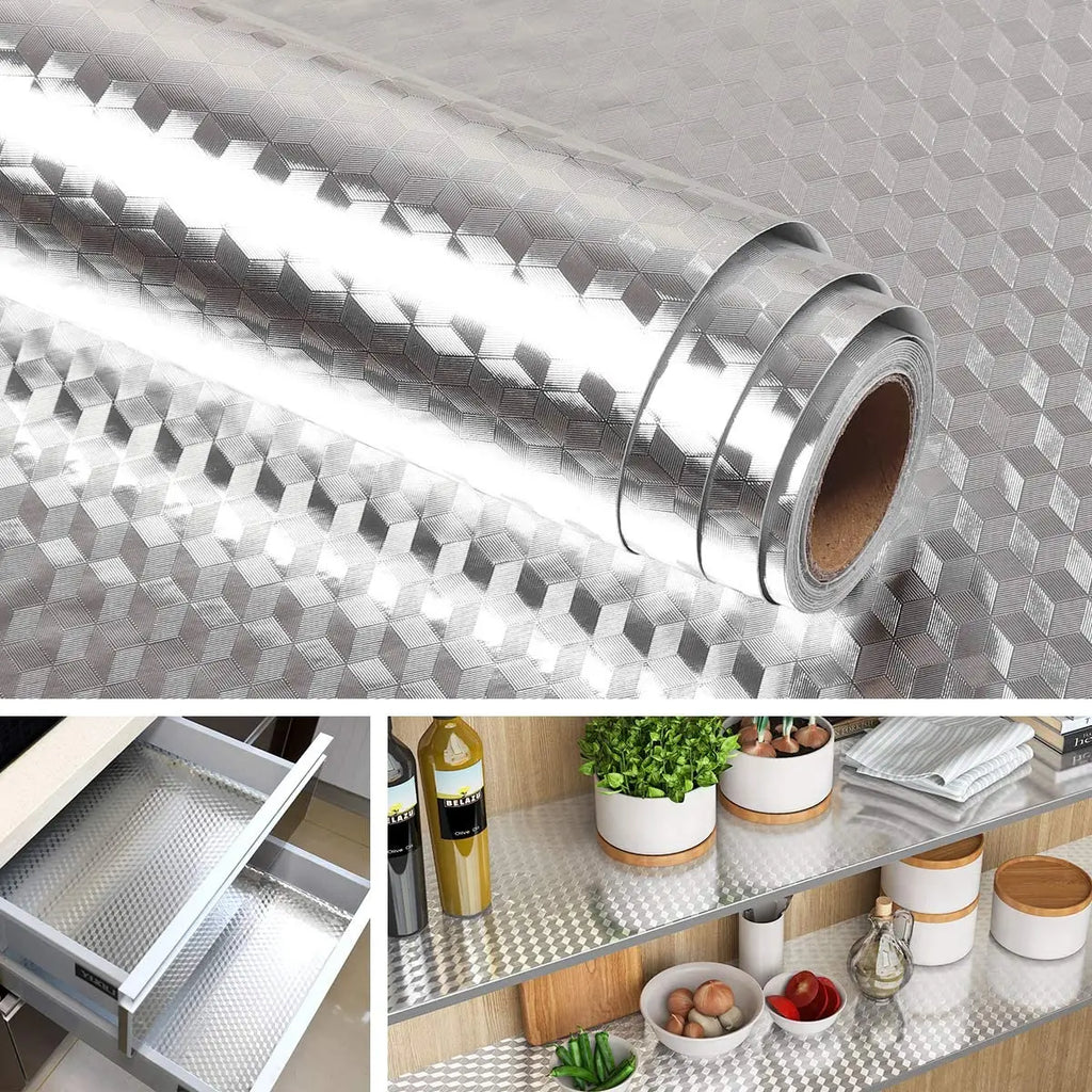 Metal Texture Gold Silver Contact Paper – Waterproof Self-Adhesive Decorative Contact Paper Qme
