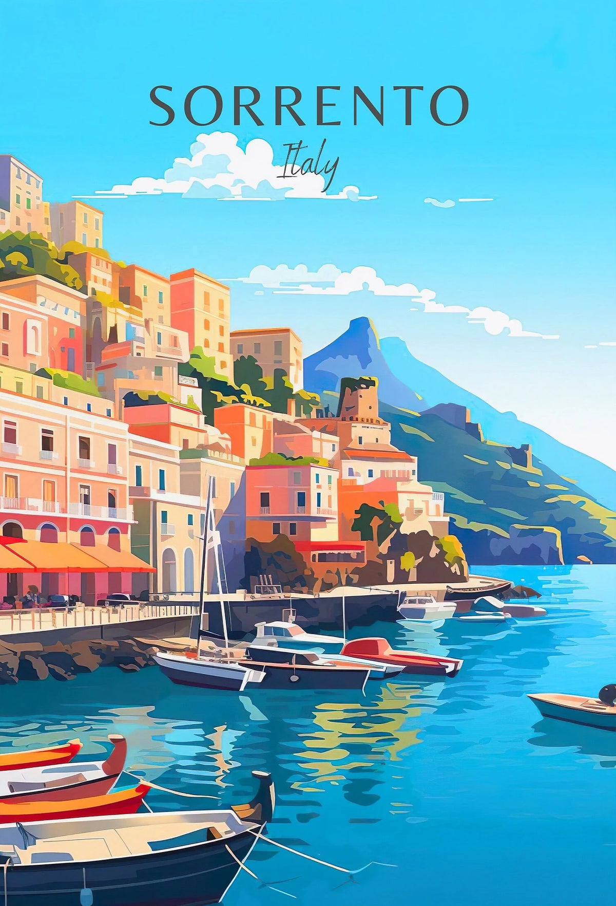Italy City Canvas Wall Art – Colorful Fantasy Travel Poster Canvas Wall Art Qst