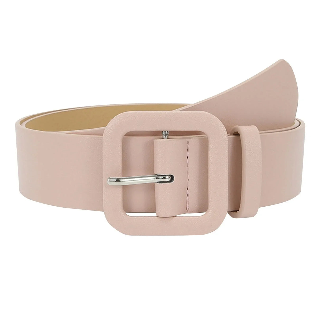 Women's Square Buckle Candy Color Decorative Belt – 11 Colors Decorative Fashion Belt Qme Pink