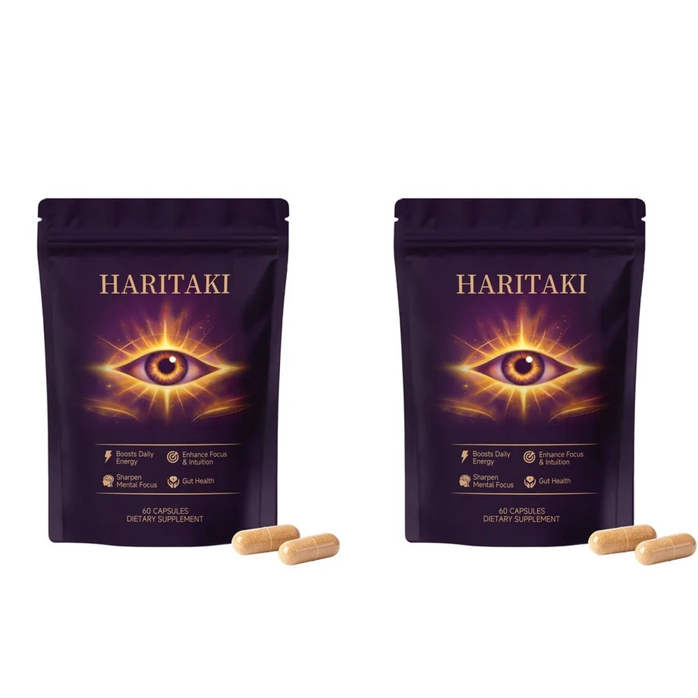 Haritaki Fruit Powder Capsules – Gut Health & Focus | 60 Caps Herbal Supplement Qst 2 Bags 120 Pieces