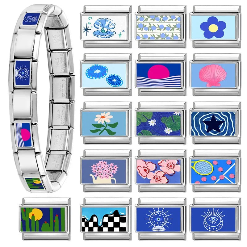 Modular Italian Charm Links – Lotus, Cactus & Sun Designs Modular Charm Links Qme