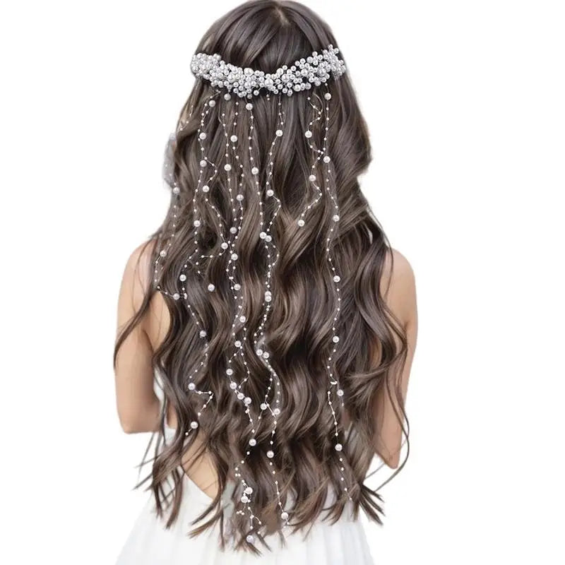 Pearl Hair Comb Bridal Headpiece with Bead Tassel Bridal Hair Comb Qme
