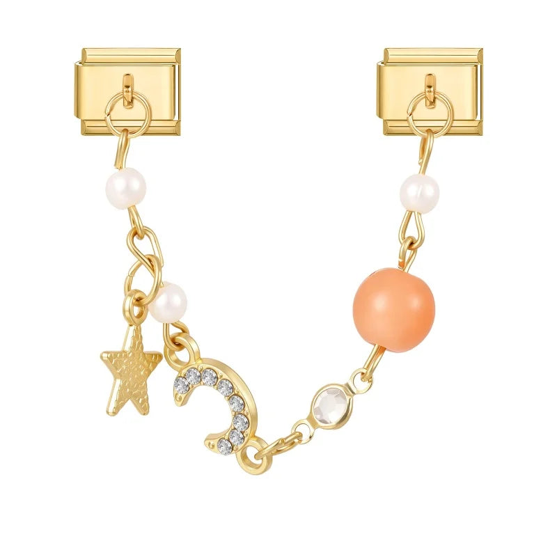 Zircon Tassel Charm Bracelet | Shiny Gold Stainless Steel