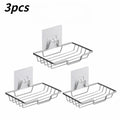 Self-Adhesive Stainless Steel Wall Mounted Soap Dish Drain Rack Wall Mounted Soap Dish Qme silvery 3pcs