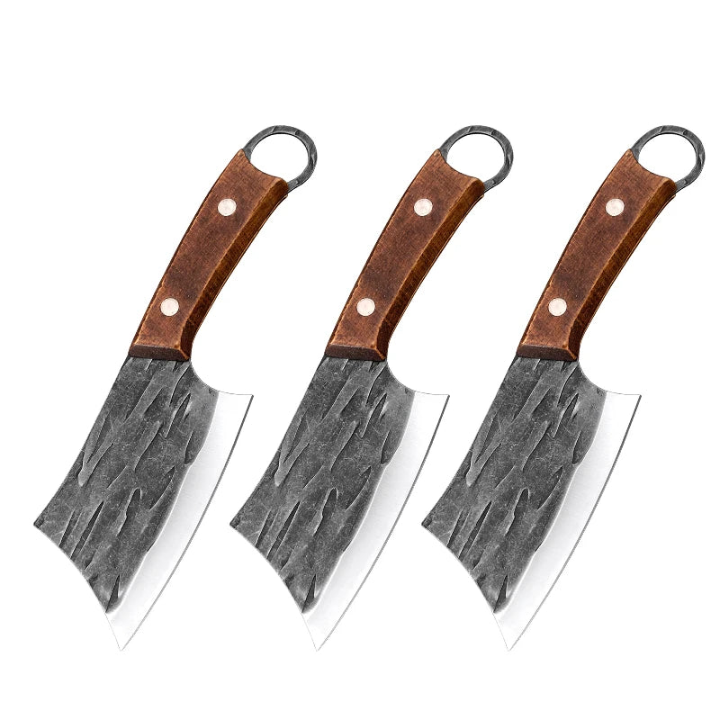 InLeung Chinese Cleaver – Handmade Stainless Steel Chef Knife Kitchen Cleaver Knife Qst 3PCS Knife C