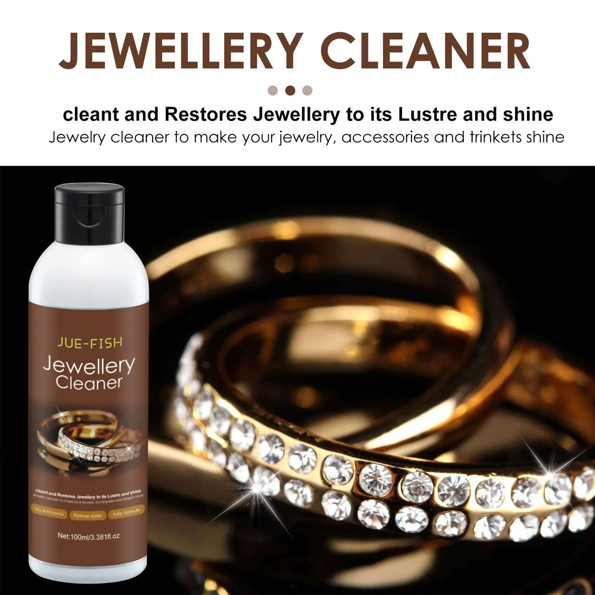 Jewelry Cleaner Liquid – Silver, Gold, Diamond & Gemstone Shine Jewelry Cleaning Solution Qst