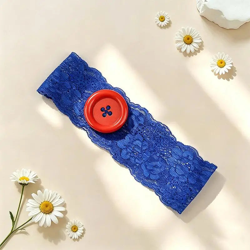 Y2K Oversized Button Lace Headband – Women's Trendy Style Lace Headband Qst A8