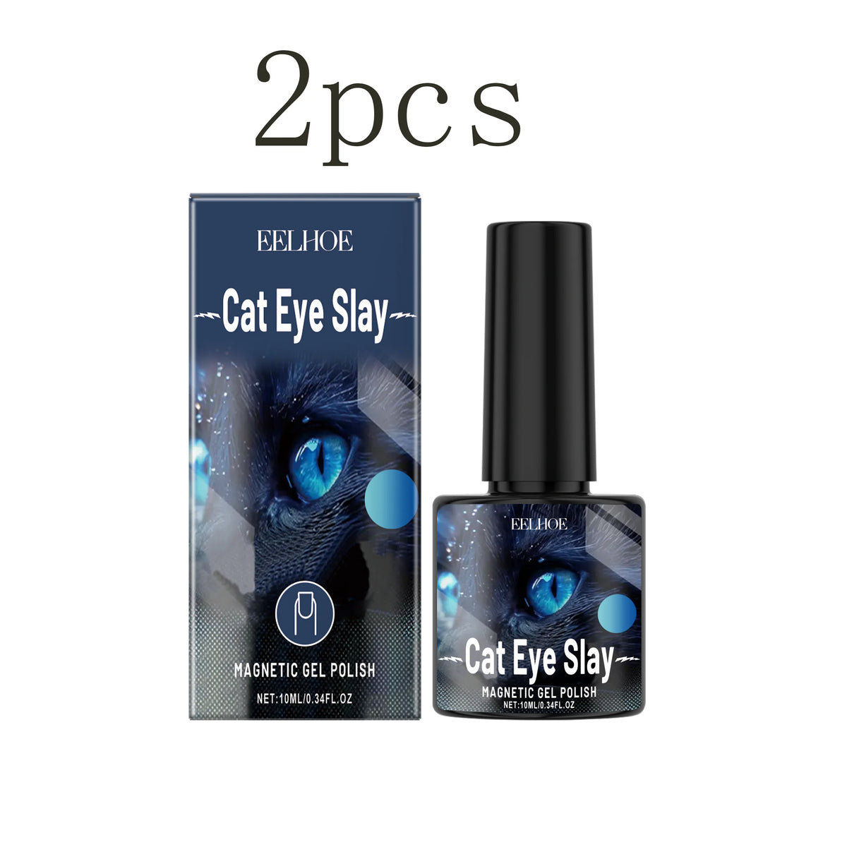 Blue-Black Cat Eye Nail Polish – Water-Based Long-Lasting Shimmer Cat Eye Nail Polish Qst 2boxed