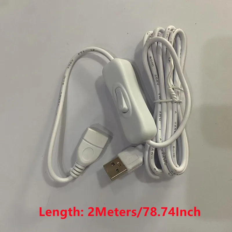 USB Extension Cable with Toggle Switch 2M – Lamps & Fans USB Switch Cable Qme