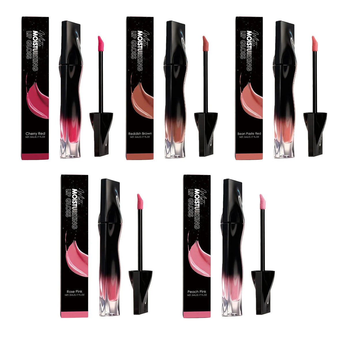 Zephoco Shimmer Lip Gloss – Long-Lasting Mirror Glaze 5ml Shimmer Lip Gloss Qst 5 in 1 set
