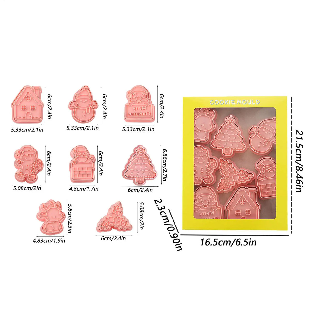 Christmas Cookie Cutter Set – 8 Fudge Press Pastry Molds Cookie Cutter Mold Set Qme