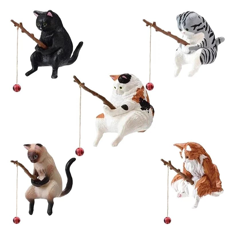 Fishing Cat Fish Tank Hanging Ornament | Resin Mini Decor Miniature Resin Ornament Qme
