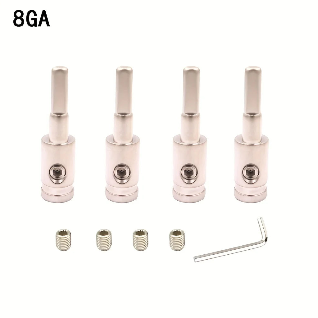 Car Amp Input Reducer 0 to 8 AWG Pin Power Ground Adapter 4pc Amp Wire Adapter Qme silvery