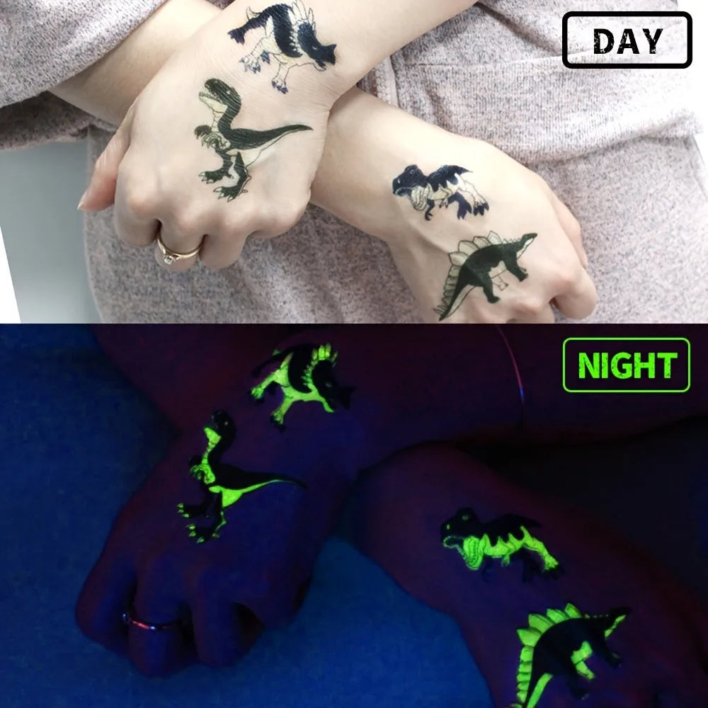 Glow in the Dark Dinosaur Temporary Tattoos – 24 Sheets Temporary Tattoos Qme
