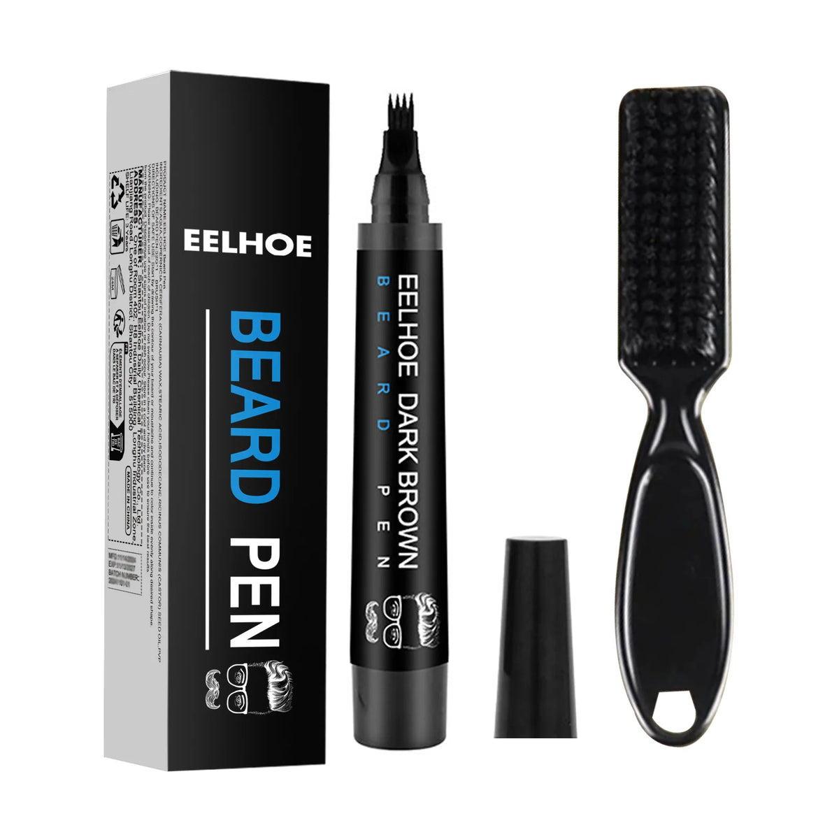 EELHOE Waterproof Beard Filler Pen – Black & Brown Coloring Beard Filler Pen Qst Brown