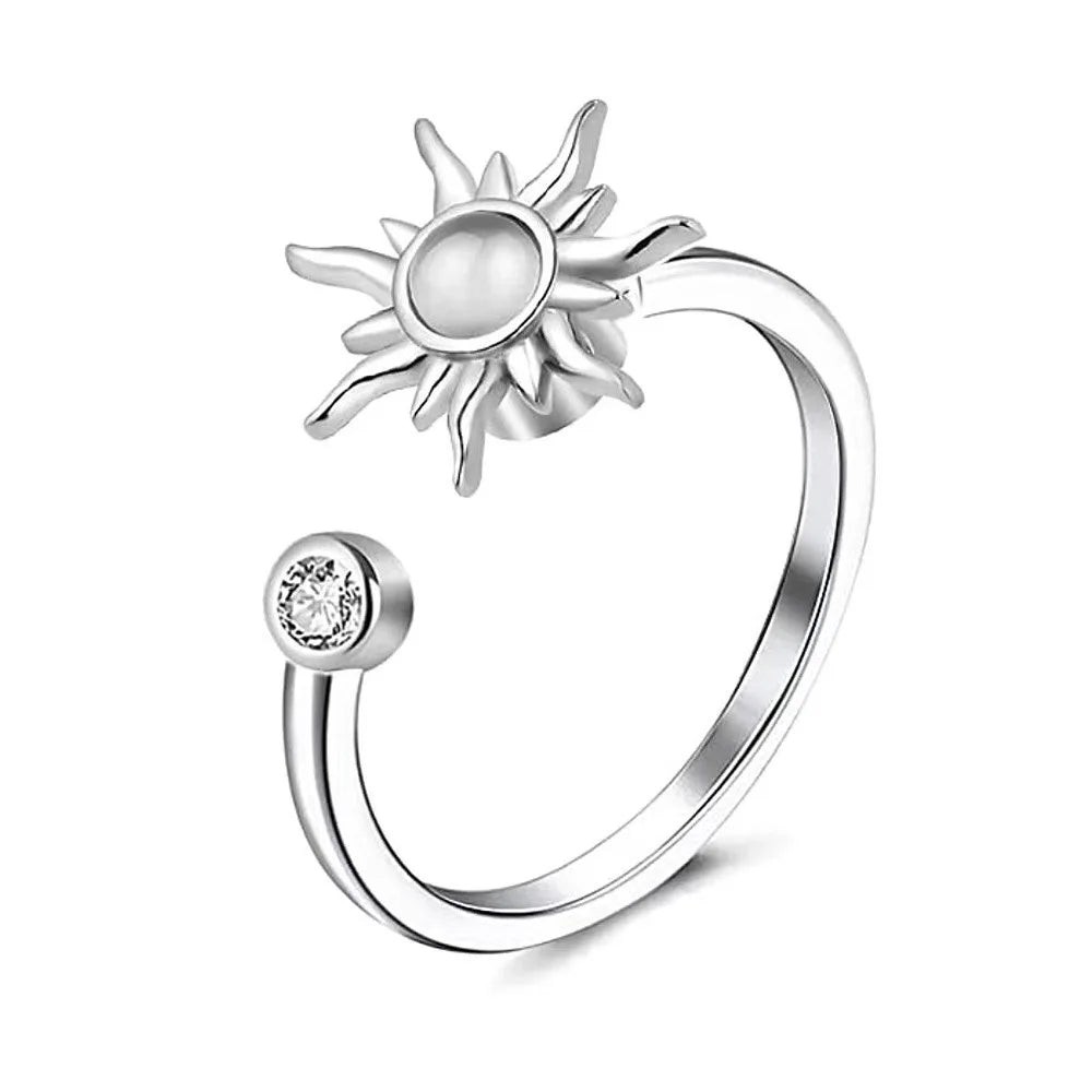 Rotating Engraved Adjustable Spinner Ring – Zirconia Women's Spinner Ring Qme