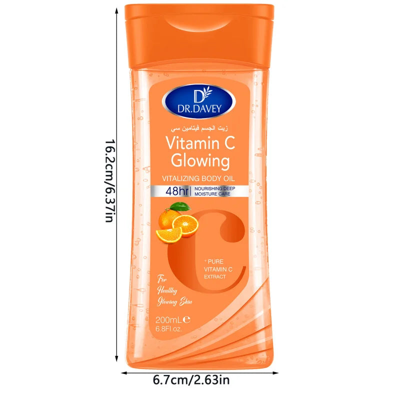 DR.DAVEY Vitamin C Body Oil 2×200ml – Moisturizing Skin Care Vitamin C Body Oil Qst