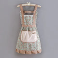 Canvas Floral Cotton Apron – Stain Resistant & Scrubable Kitchen Apron Qme Green
