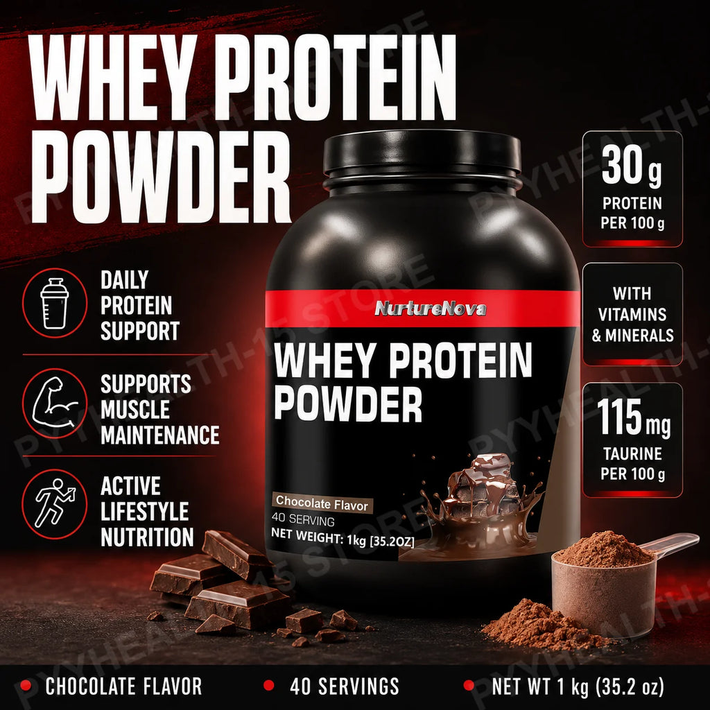 NurtureNova Chocolate Whey Protein Powder 1kg – 40 Servings Whey Protein Powder Qst