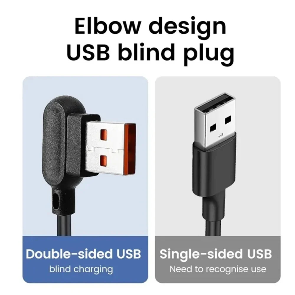 USB-C 90° Elbow Coiled Fast Charging Spring Cable 1m USB-C Charging Cable Qme