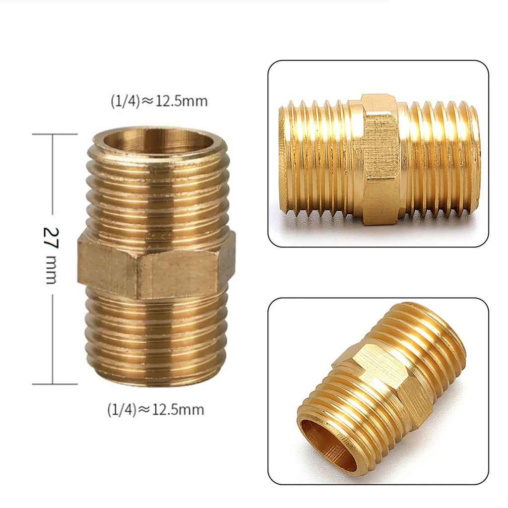 Brass Hex Nipple Pipe Fitting Adapter 1" BSP Male to Male Pipe Fitting Adapter Qme