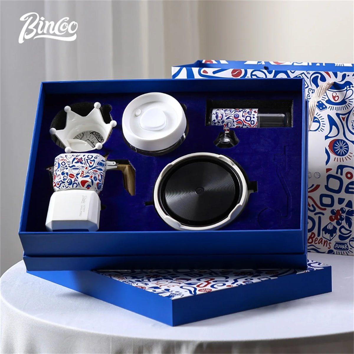 Bincoo Dual Valve Square Moka Pot Espresso Gift Set 220V Moka Pot Set Qst