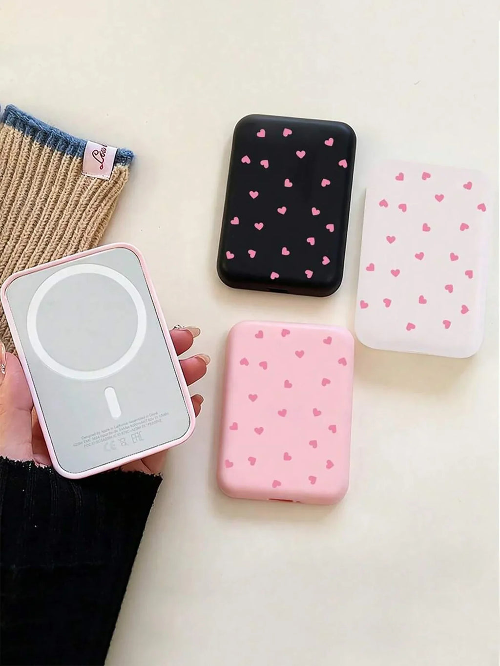 Heart-Shaped TPU MagSafe Charging Case – Black & Pink Phone Protective Case Qme