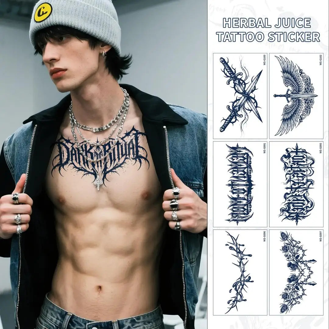 Cyan Thorn Fake Tattoo Stickers – Waterproof Matte Decals Temporary Tattoo Sticker Qme
