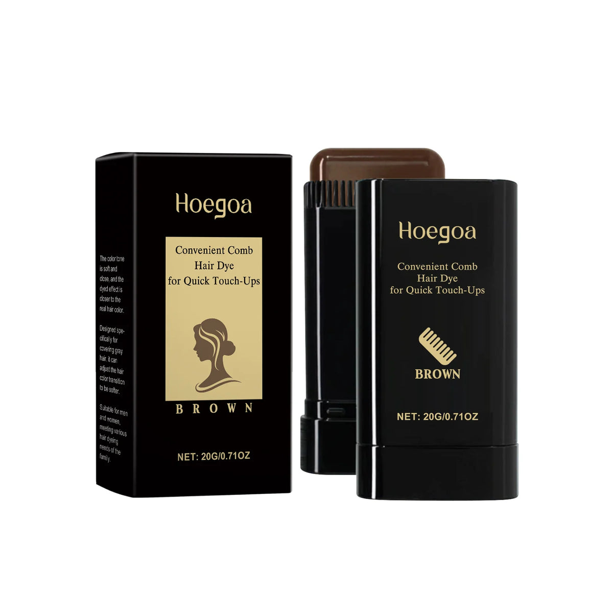 HOEGOA Temporary Hair Color Stick – Gray & White Coverage Temporary Hair Color Qst Brown Boxed