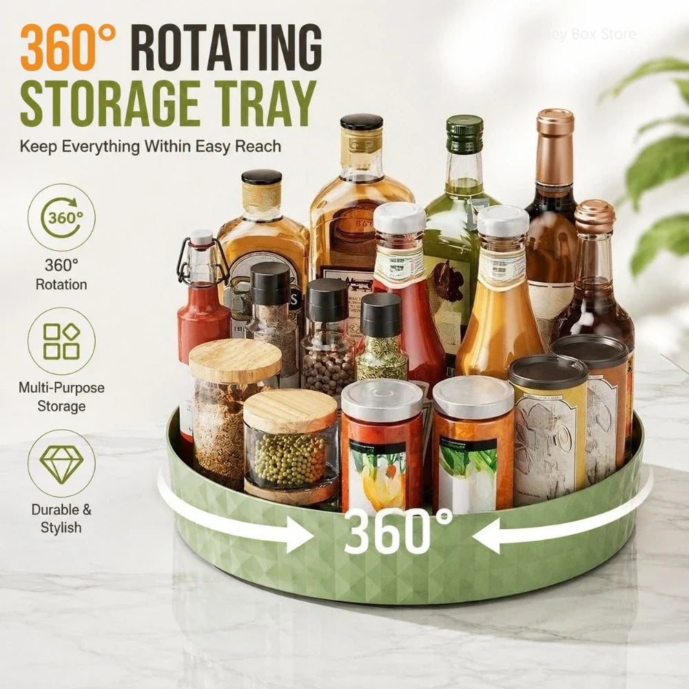 360° Rotating Lazy Susan Spice Rack & Organizer Tray | Qme Lazy Susan Organizer Qme