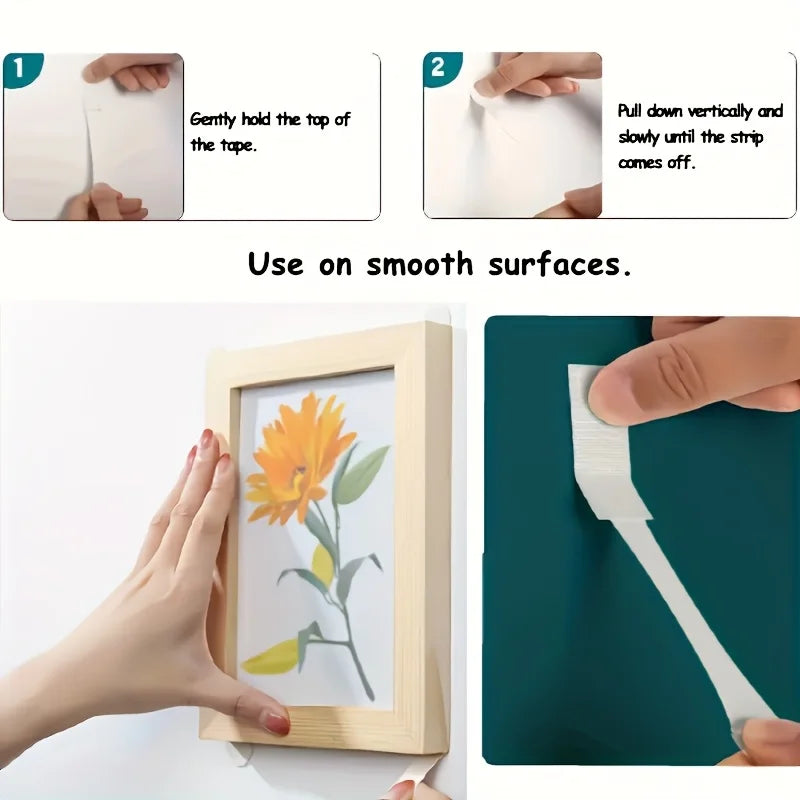 No-Drill Double-Sided Picture Hanging Strips – 12 Pack Picture Hanging Strips Qme