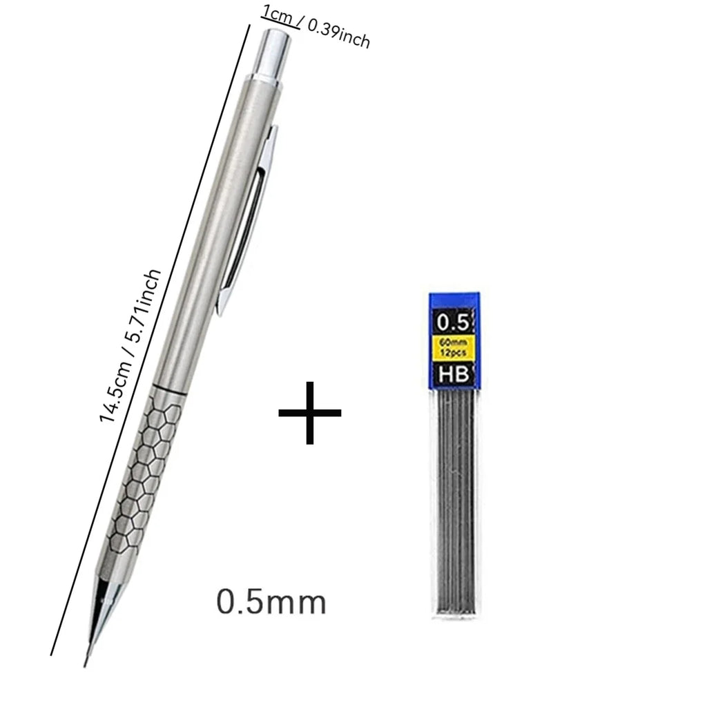 Metal Mechanical Pencil with Eraser | HB Lead Art & Sketch Set Mechanical Pencil Set Qme