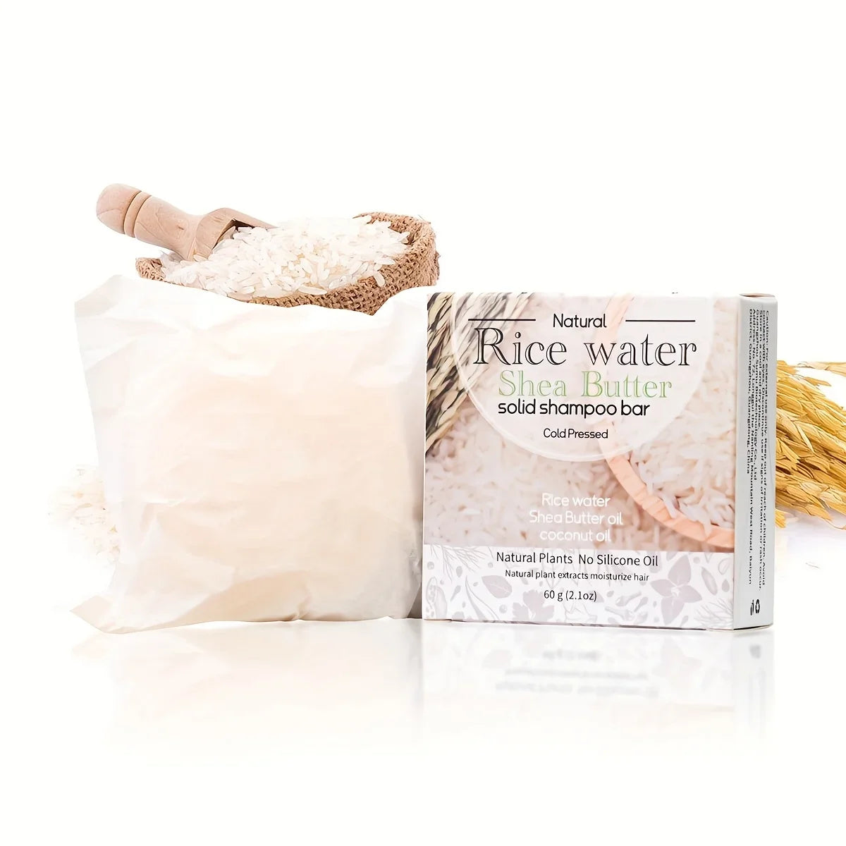 Rice Puree & Shea Butter Solid Shampoo Bar | Deep Cleansing Solid Shampoo Bar Qme