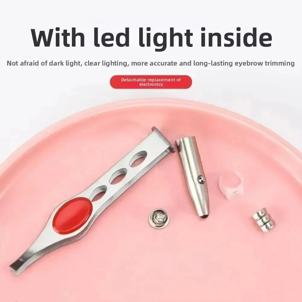 LED Lighted Eyebrow Tweezers – Precision Illuminated Beauty Tool Illuminated Tweezers Qme