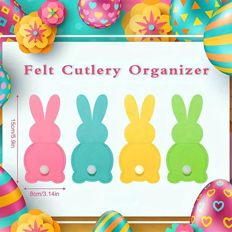 Easter Rabbit Felt Tableware Bags – Cute Cutlery Holder Set Tableware Holder Qme