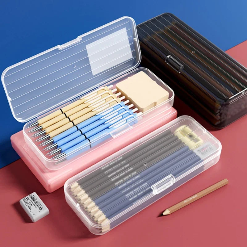 Clear PVC Pen Holder & Makeup Brush Storage Bucket | 2 Sizes Desktop Storage Organizer Qme