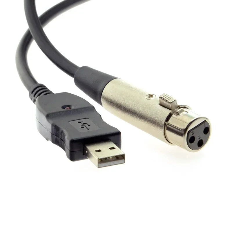 3m XLR Male to USB Microphone Cable Adapter for Laptop & Mac Microphone Cable Adapter Qme