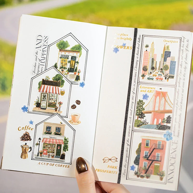 European Town Streetscape Washi Tape – Vintage House Pattern Decorative Washi Tape Qme