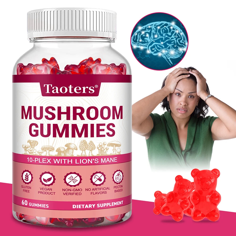 Mushroom Complex Gummies 10-in-1 | Focus & Brain Support Mushroom Supplement Gummies Qst