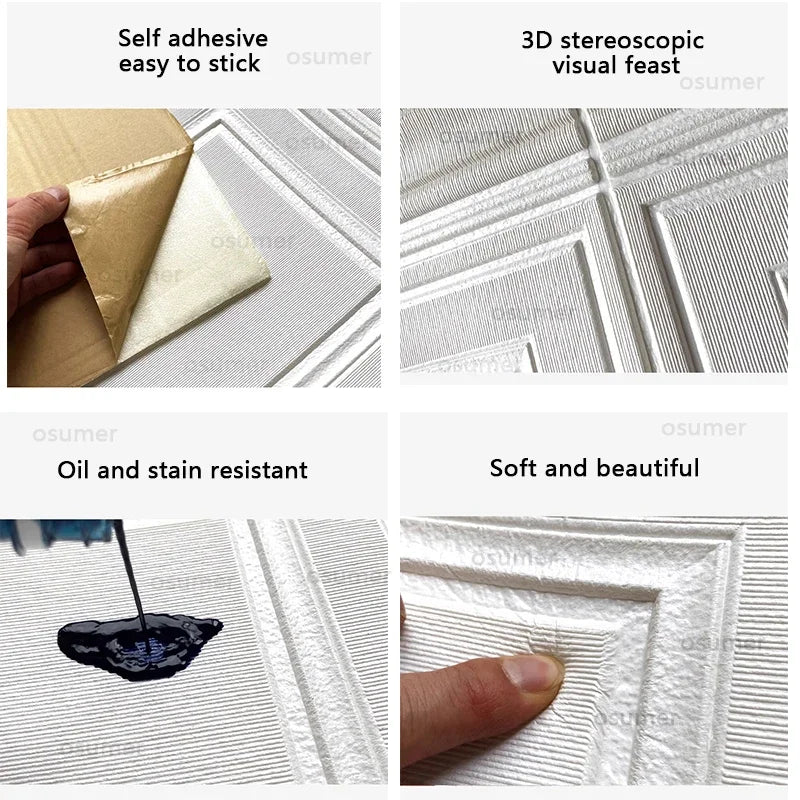 3D Foam Self-Adhesive Wall Panels 70x70cm – Waterproof 3D Foam Wall Panel Qme